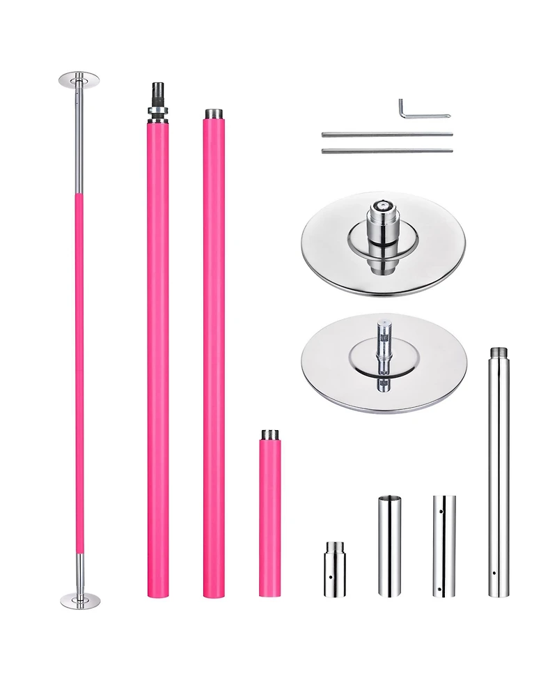 Yescom 10.9 Ft Static Spinning Dancing Pole Kit 45mm Silicone Party Club Exercise Pink