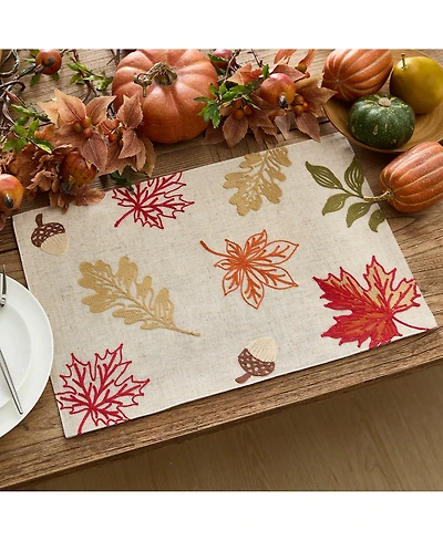 Elrene Hillsborough Embroidered Leaf Placemat, 13" x 19"