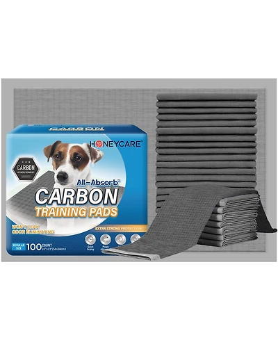 HoneyCare Carbon All-Absorb Puppy Training Pads Absorb Eliminating Odor, Ultra Charcoal Dog Pad, 22x23 inch, 200ct