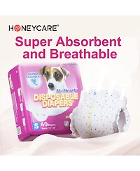 HoneyCare All-Absorb Disposable Female Dog Diapers, Super Absorbent, Breathable, Wetness Indicator, Small, 12-20 inches, 80ct