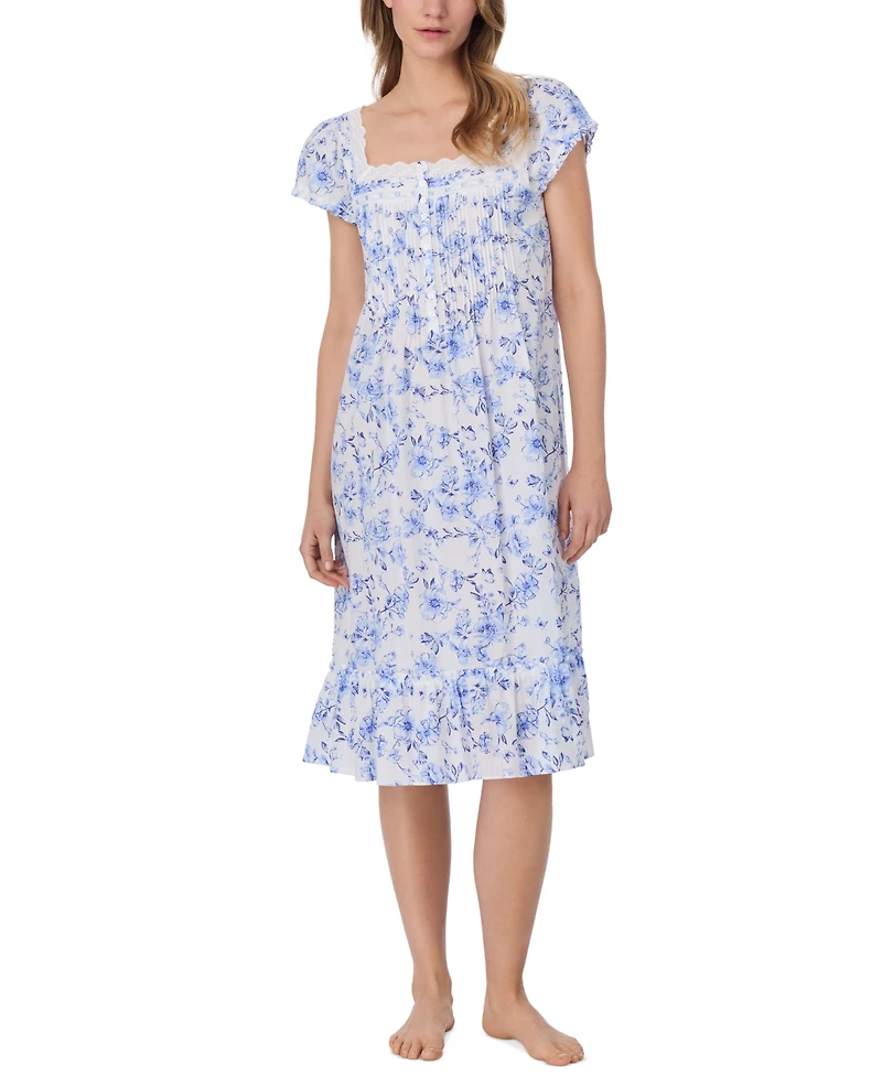 Eileen West Women's Floral Cap-Sleeve Waltz Nightgown