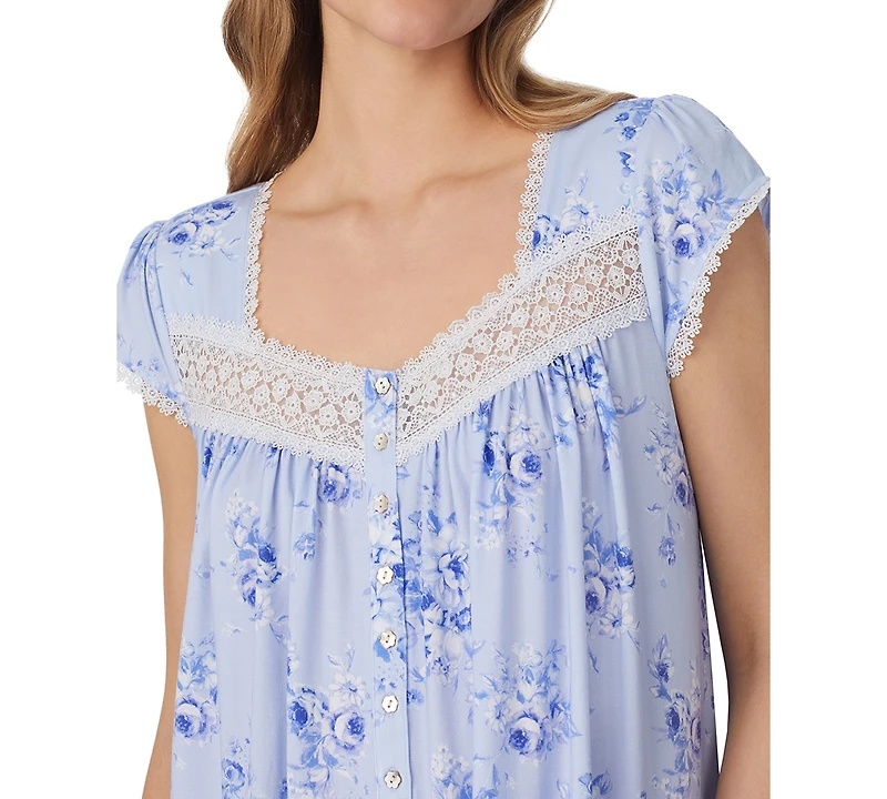 Eileen West Women's Floral Cap-Sleeve Waltz Nightgown