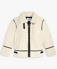 Steve Madden Women's Faux-Sherpa Faux-Leather-Trim Coat