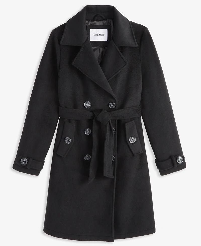 Steve Madden Women's Double-Breasted Belted Trench Coat