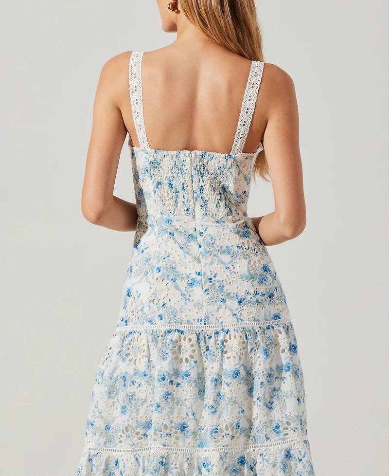 Astr the Label Women's Pellagia Cotton Eyelet Midi Dress