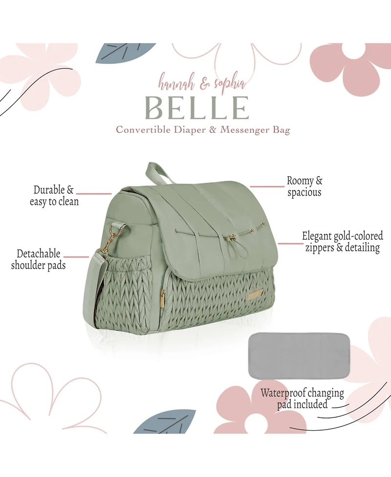 Hannah & Sophia Hannah&Sophia Belle Convertible Diaper Backpack & Messenger Bag in Moonmist Blue