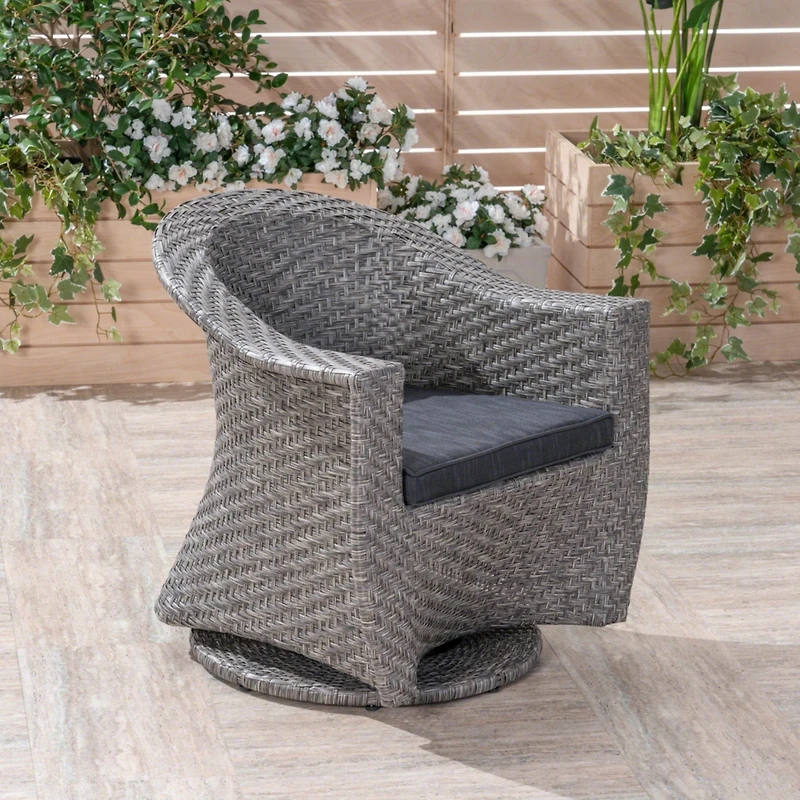 Streamdale Modern Wicker Swivel Chair Stylish, Comfortable, Water-Resistant