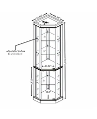 Streamdale Lighted Corner Curio Cabinet for Living Room