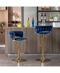 Streamdale Adjustable Height Bar Stools with Chrome Accents (Set of 2)