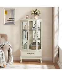 Streamdale Lighted Glass Curio Cabinet with Bulbs