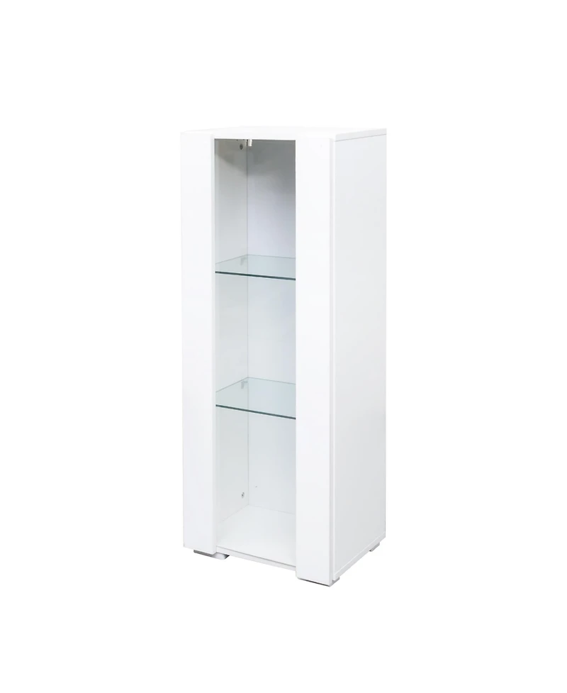 Streamdale Storage Cabinets with aluminum strip lamp,with Glass Shelves, for Living Room/Bedroom/Office