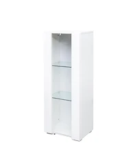 Streamdale Storage Cabinets with aluminum strip lamp,with Glass Shelves, for Living Room/Bedroom/Office