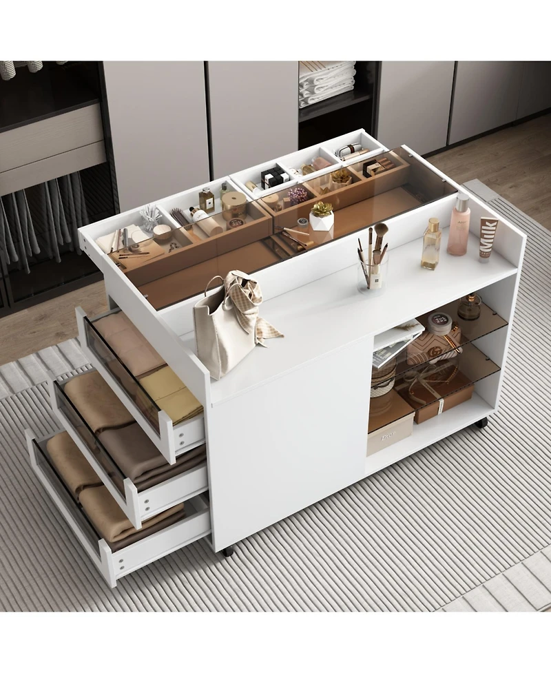 Streamdale 43" Multi-Functional Storage Island Cabinet with Drawers & Shelves
