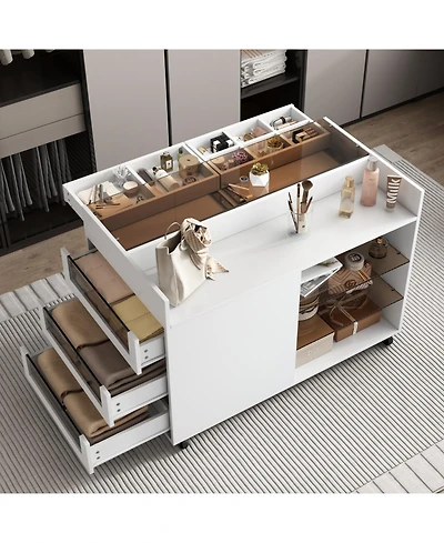 Streamdale 43" Multi-Functional Storage Island Cabinet with Drawers & Shelves