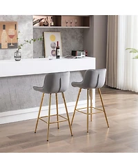 Streamdale Velvet Bar Stools, Golden Leg