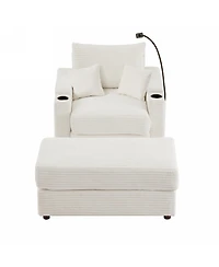 41.7" Modern Sofa Couch w/ Ottoman, Usb, Cup Holders