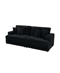Streamdale 79" Black Corduroy Sofa with 4 Pillows