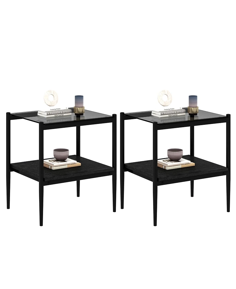 Streamdale Modern 3-Piece Glass Coffee and End Table Set (Gray)