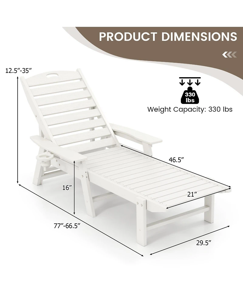 Patio Chaise Lounge Chair with 4 Position Backrest