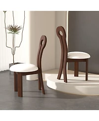 Walnut Dining Chairs (2) with Leather Cushions