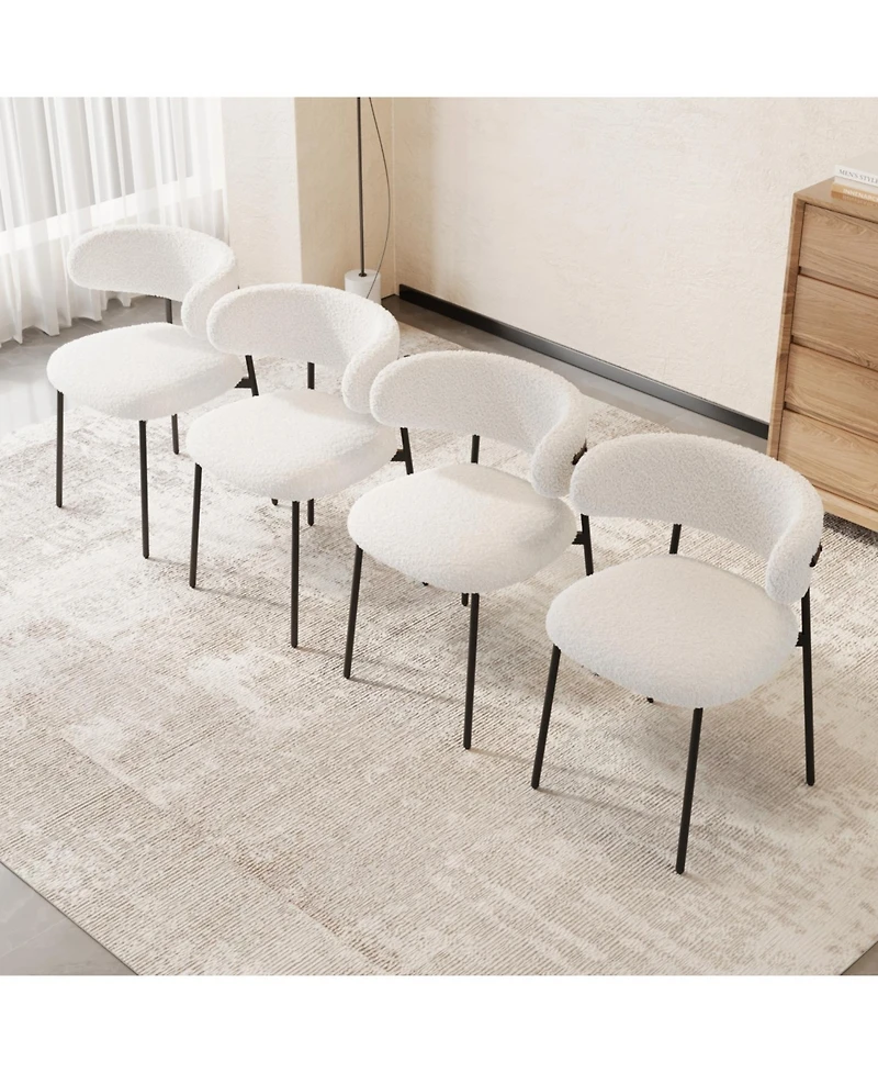 Streamdale 4-Piece Velvet Dining Chairs with Metal Legs