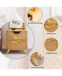 Hand-Carved 2-Drawers Accent Cabinet - Traditional Craftsmanship and Functionality Combined
