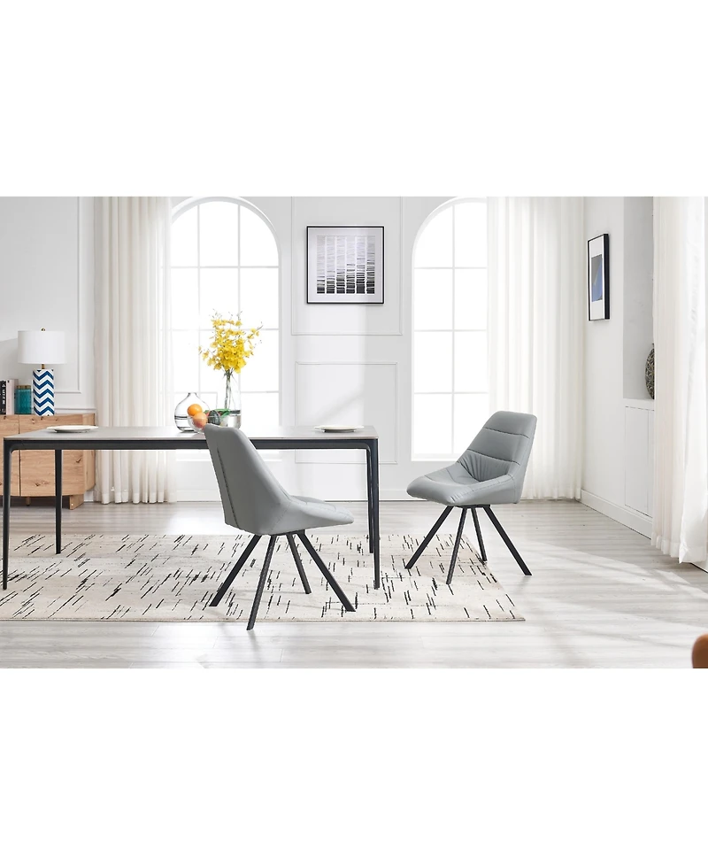 Streamdale Dining Chair,Thickened fabric chairs with metal legs Set of 2,Grey