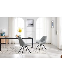 Streamdale Dining Chair,Thickened fabric chairs with metal legs Set of 2,Grey