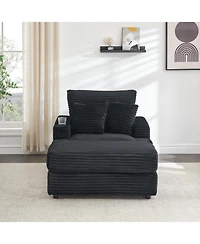Streamdale Corduroy Armchair & Ottoman Set with Cup Holder