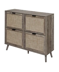 4 Door Shoe Rack, Freestanding Modern Shoe Storage Cabinet, for Entryway