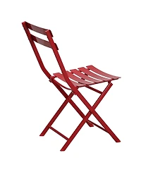 3-Pieces Metal Square Table 28.35 in. H Outdoor Bistro Set Table Chairs Furniture