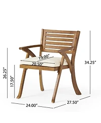 Streamdale Toulon Bistro Set Acacia Wood Dining Set With Cushions