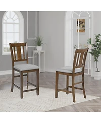 Streamdale Counter Height Dining Chairs (4) with Walnut Padded Seat