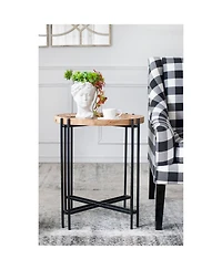 Streamdale Furniture 21.5" x 24" Round Side Table With Wood Top, End Table for Living Room Bedroom