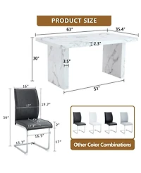 White Marble Table & Gray Pu Chairs