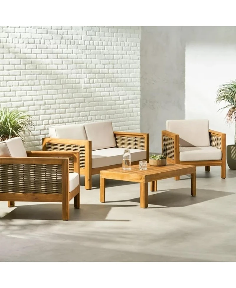 Streamdale Acacia Wood 4-Seater Chat Set, Teak Finish