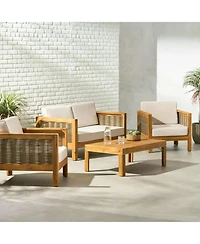 Streamdale Acacia Wood 4-Seater Chat Set, Teak Finish
