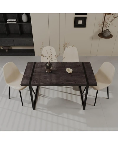 Streamdale 59" Black Dining Table & 4 Suede Chairs