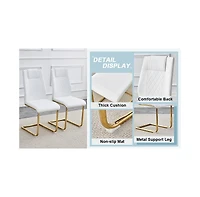 Streamdale Snow Mountain White Slab Dining Set with 6 Pu Chairs
