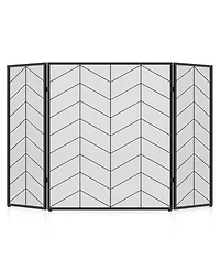 52 x 31 Inch Fireplace Screen with Chevron Herringbone Pattern