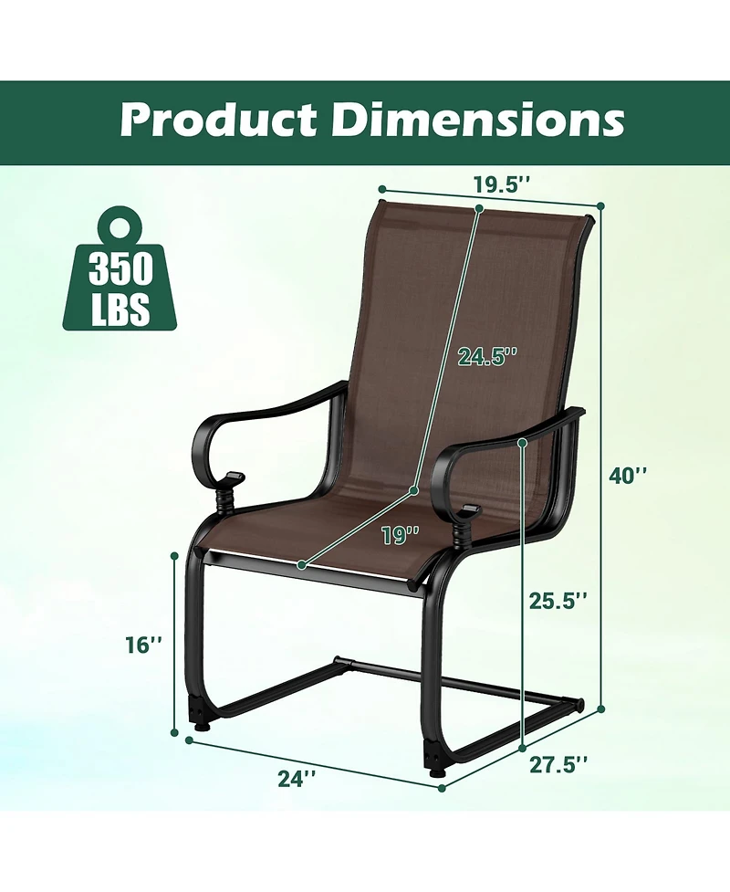 Set of 2 Patio Chairs with Quick-drying and Breathable Fabric for Backyard