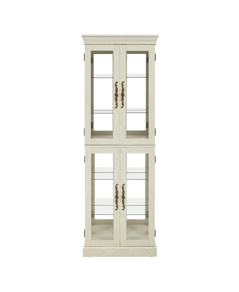 Streamdale Lighted Glass Display Cabinet, Antique White