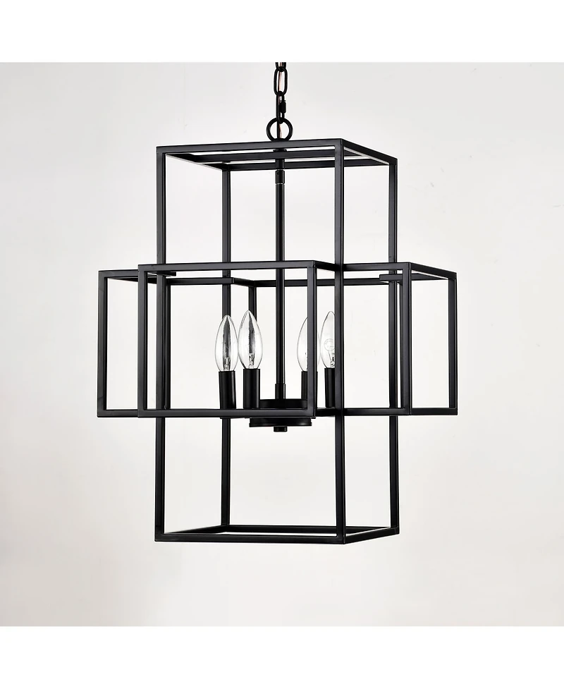 Streamdale Matte Black 4-Light Adjustable Pendant Light for Dining Room, Farmhouse Style