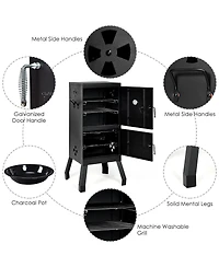 Vertical 2-tier Outdoor Barbeque Grill with Temperature Gauge
