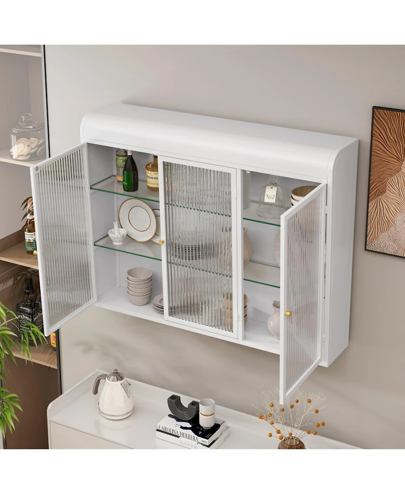 Streamdale Arched Glass Wall Cabinets (White)