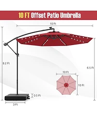 10 Ft Patio Umbrella Offset Cantilever Umbrella with 40 Solar Powered Lights