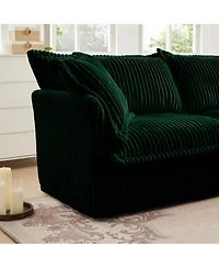 Streamdale Green Corduroy Sectional Sofa with Ottoman & Pillows