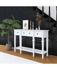 48 inch Long Console Table with 4 Drawers and 1 Bottom Shelf for Entryway Hallway Easy Assembly