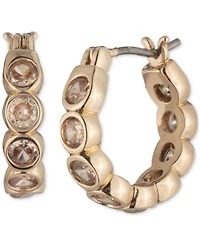 Lauren Ralph Lauren Gold-Tone Cubic Zirconia Bezel Extra Small Hoop Earrings, 0.45"