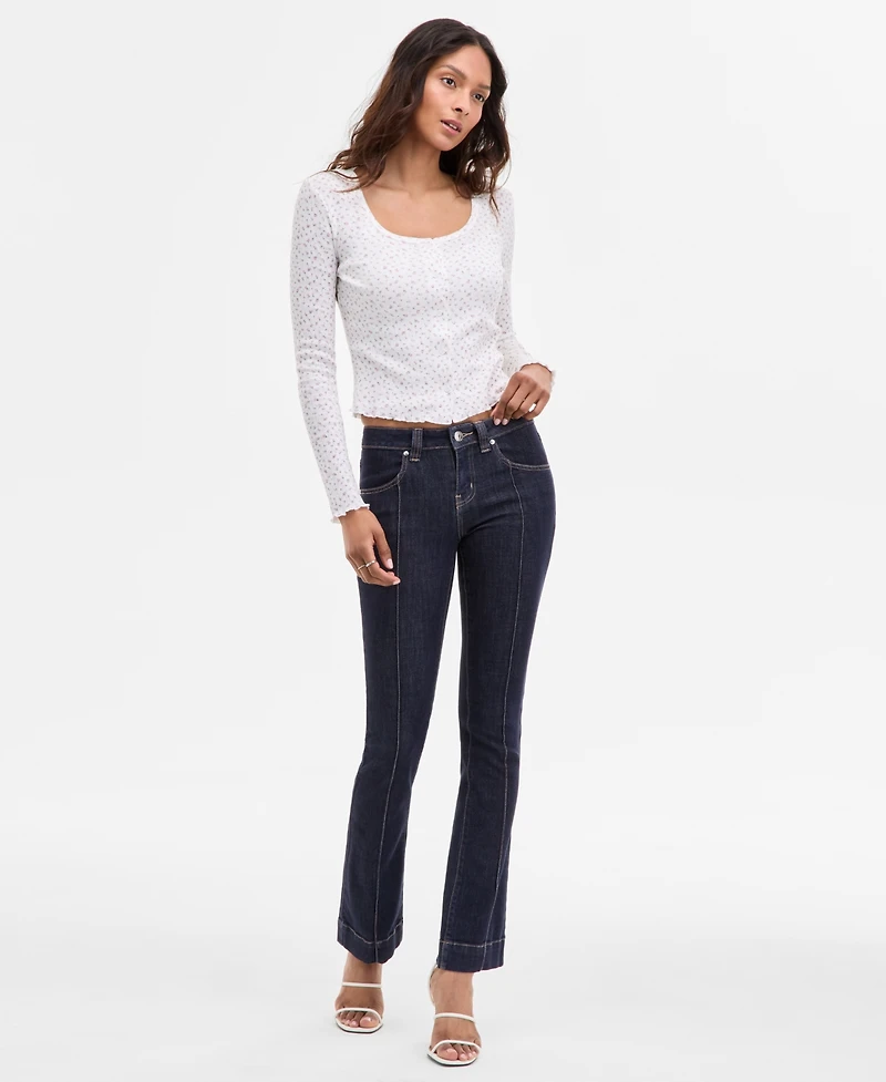 Madden Girl Juniors' Mid-Rise Pintuck Bootcut Jeans